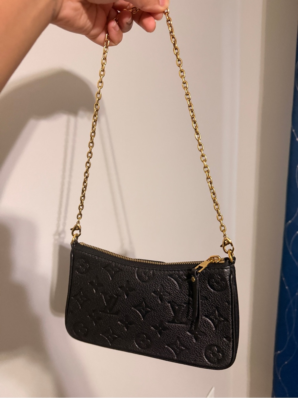 Louis Vuitton Black Embossed Monogram Chain Mini Pochette - Picture 3 of 9